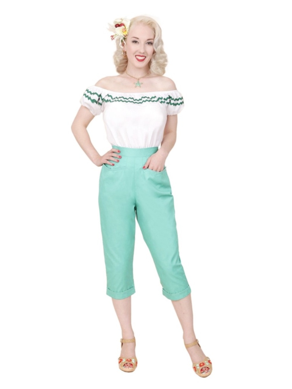 vivien of Holloway capri pants mint voh16